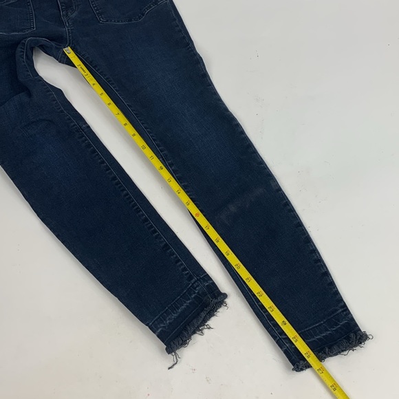 Free People We The Free Dark wash Skinny denim jeans SZ 28 Raw hem Stretch NWOT - Picture 14 of 16